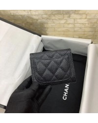 cc CO-CO Classic Card Holder 11cm/4.4in Silver Hardware For Women Black AP0214 Y01480 C3906