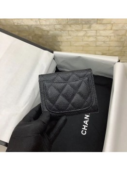 cc CO-CO Classic Card Holder 11cm/4.4in Silver Hardware For Women Black AP0214 Y01480 C3906