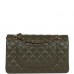 CC Medium Classic Double Flap Bag Olive Calfskin Light Gold Hardware