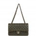 CC Medium Classic Double Flap Bag Olive Calfskin Light Gold Hardware