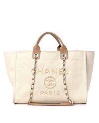 cc Canvas Pearl Large Deauville Tote Ecru Beige