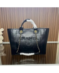 CC leather tote bag black/white size: 36.5/32/15 cm