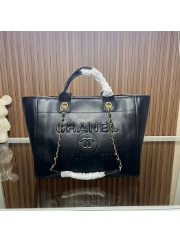 CC leather tote bag black/white size: 36.5/32/15 cm