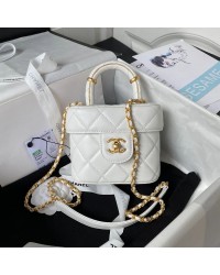Cc Small Vanity Case White Lambskin & Gold-Tone Metal 12.5x15x8 cm Bag