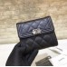 cc CO-CO Boy Flap Card Holder 11cm/4.3in Silver Hardware For Women Black