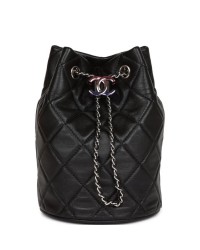 CC Mini Bucket Bag Black Lambskin Silver Hardware