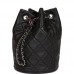 CC Mini Bucket Bag Black Lambskin Silver Hardware