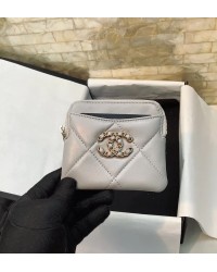 cc CO-CO Card Holder 12cm/4.7in Gold Hardware For Women Grey