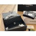 Cc CF 25 white caviar leather silver chain