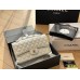Cc CF 25 white caviar leather silver chain