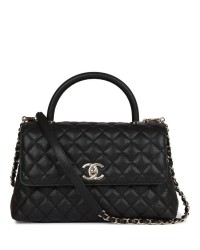 CC Small Coco Handle Flap Bag Black Caviar Light Gold Hardware
