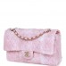 CC Medium Classic Double Flap Bag Rose Sakura Tweed Light Gold Hardware