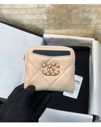 cc CO-CO Card Holder 12cm/4.7in Gold Hardware For Women Beige
