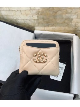 cc CO-CO Card Holder 12cm/4.7in Gold Hardware For Women Beige