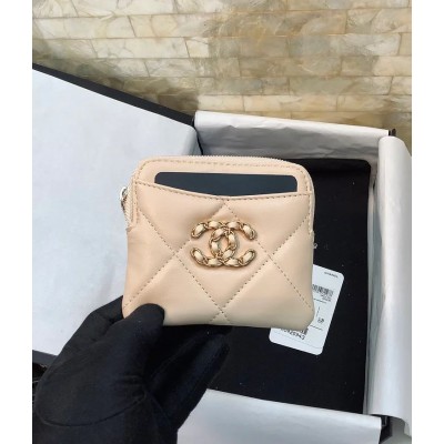 cc CO-CO Card Holder 12cm/4.7in Gold Hardware For Women Beige