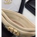 cc CO-CO 19 Card Holder Wallet 11cm/4.3in Gold Toned Hardware For Women Beige