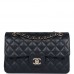 CC Small Classic Double Flap Navy Lambskin Light Gold Hardware