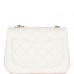 CC Pearl Crush Mini Square Flap Bag White Lambskin Light Gold Hardware