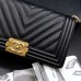 CC 25.5cm Boy Handbag Black Grained Calfskin Gold Tone Metal Caviar leather
