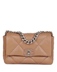CC Medium 19 Flap Bag Beige Calfskin Mixed Hardware