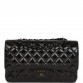 CC Medium Classic Double Flap Bag SO Black Crumpled Calfskin Black Hardware