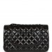 CC Medium Classic Double Flap Bag SO Black Crumpled Calfskin Black Hardware
