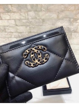 cc CO-CO 19 Card Holder Wallet 11cm/4.3in Gold Toned Hardware For Women Black