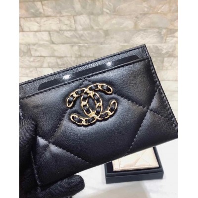 cc CO-CO 19 Card Holder Wallet 11cm/4.3in Gold Toned Hardware For Women Black