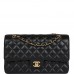 CC Medium Classic Double Flap Bag Black Caviar Gold Hardware