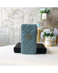 cc 19 Matelasse Phone and Card Case Light Blue Bag For Women 19cm/7.5in