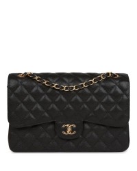 CC Jumbo Classic Double Flap Bag Black Caviar Gold Hardware
