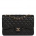 CC Jumbo Classic Double Flap Bag Black Caviar Gold Hardware