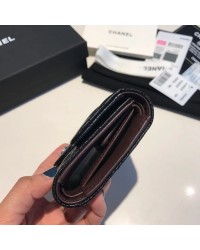 cc CO-CO Classic Card Holder10.5cm/4.1in Silver Hardware For Women Black