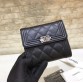 cc CO-CO Flap Card Holder Wallet 11.5cm/7.4in Silver Hardware For Women Black