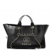 cc Caviar Medium Studded Deauville Tote Black