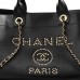 cc Caviar Medium Studded Deauville Tote Black