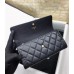cc CO-CO Long Flap Wallet 19.5cm/7.7in Gold Hardware For Women Black