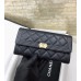 cc CO-CO Long Flap Wallet 19.5cm/7.7in Gold Hardware For Women Black