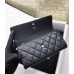 cc CO-CO Long Flap Wallet 19.5cm/7.7in Gold Hardware For Women Black