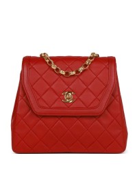 Vintage CC Trapeze Flap Bag Red Lambskin Gold Hardware