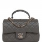 CC Mini Rectangular Flap Bag with Top Handle Dark Grey Lambskin Light Gold Hardware