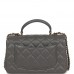 CC Mini Rectangular Flap Bag with Top Handle Dark Grey Lambskin Light Gold Hardware