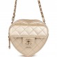 CC In Love Heart Clutch with Chain Gold Lambskin Light Gold