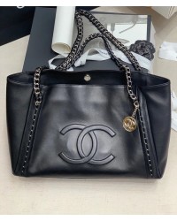 CC Soft Calfskin Shopping Bag Top Handle Black
