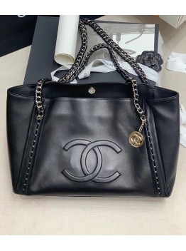 CC Soft Calfskin Shopping Bag Top Handle Black