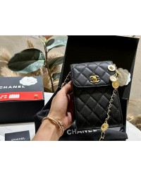 CC new arrival caviar leather phone bag size: 12*16 cm