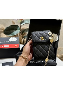 CC new arrival caviar leather phone bag size: 12*16 cm