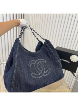 CC DARK BLUE DENIM XL GIANT COCO CABAS TOTE BAG