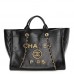 cc Calfskin Charms Medium Deauville Tote Black