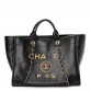cc Calfskin Charms Medium Deauville Tote Black